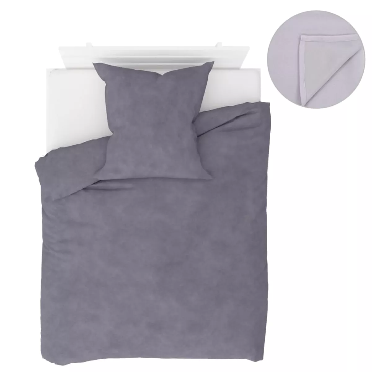 #1 - vidaXL sengesæt 4 dele 155 x 200/80 x 80 cm fleece grå