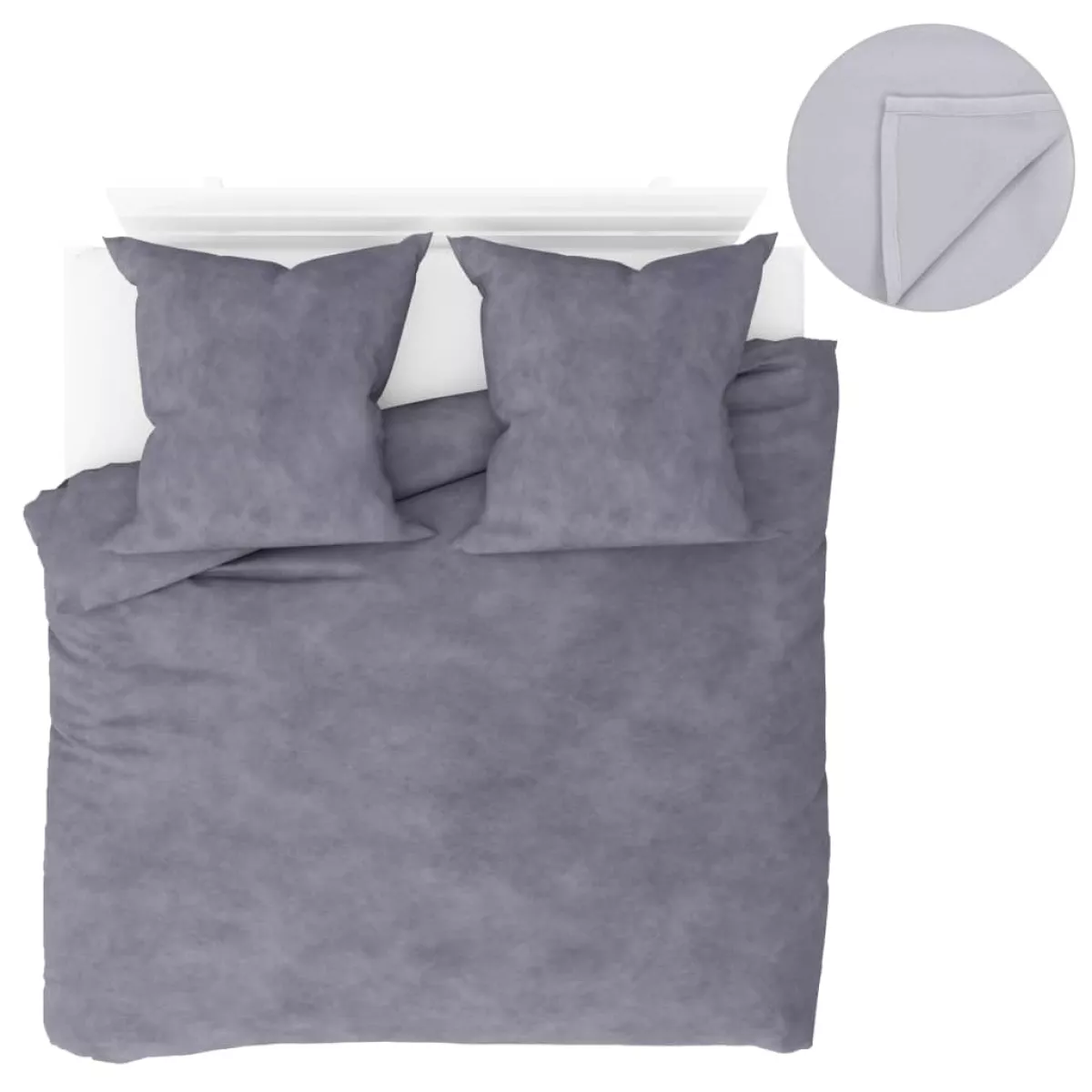 #1 - vidaXL sengesæt 5 dele 200 x 200/80 x 80 cm fleece grå