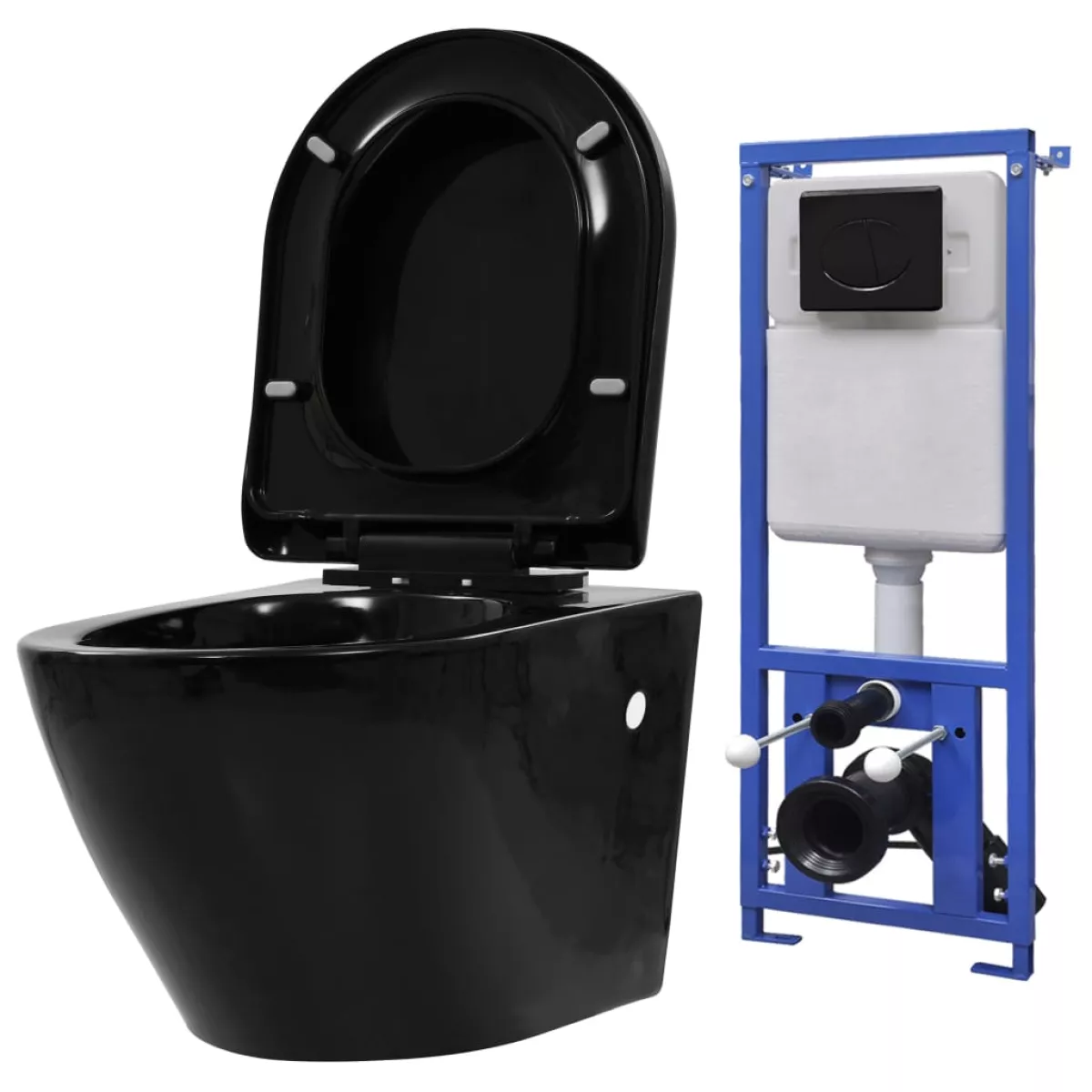 #1 - vidaXL væghængt toilet med skjult cisterne keramisk sort