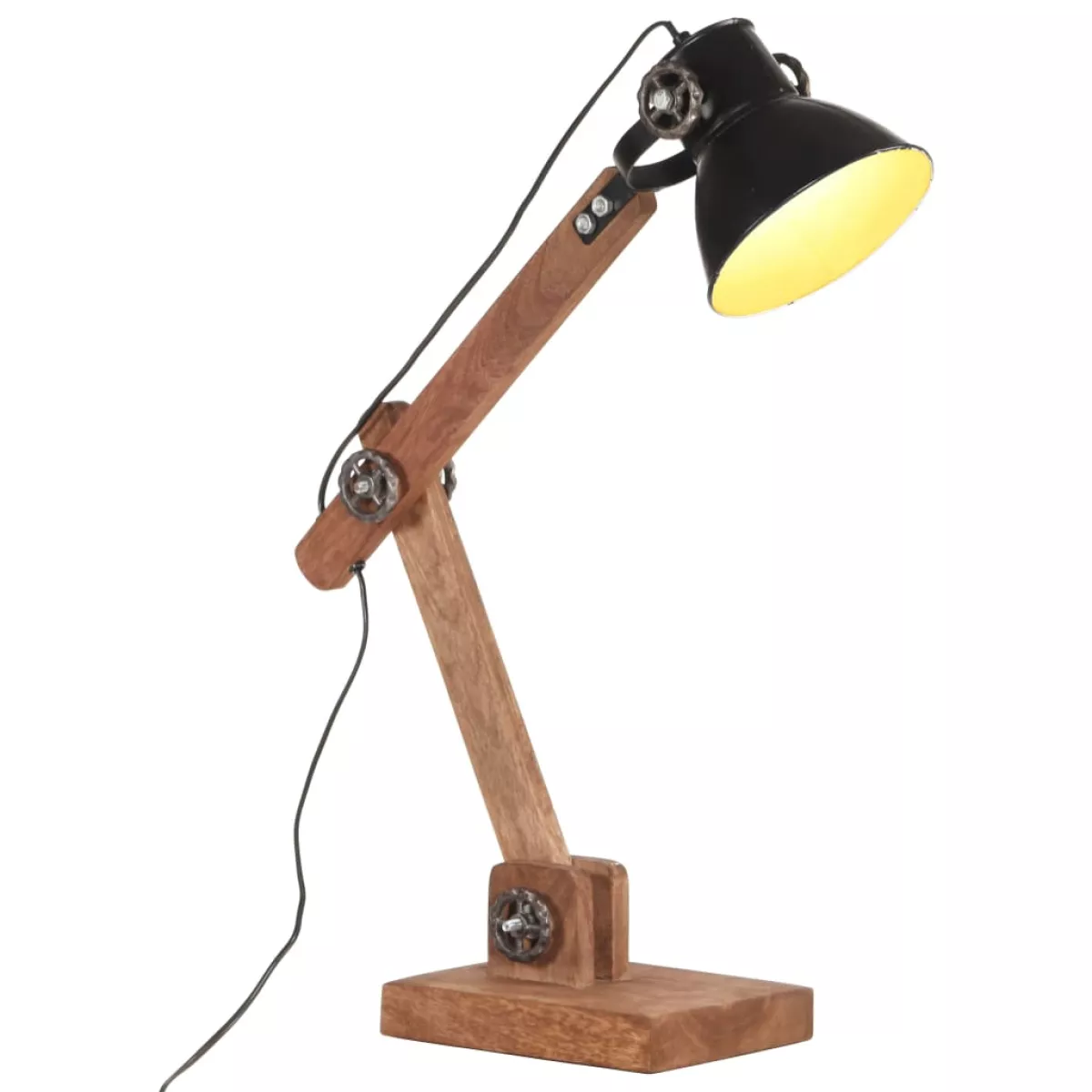 #1 - vidaXL industriel skrivebordslampe 58x18x90 cm E27 rund mat sort
