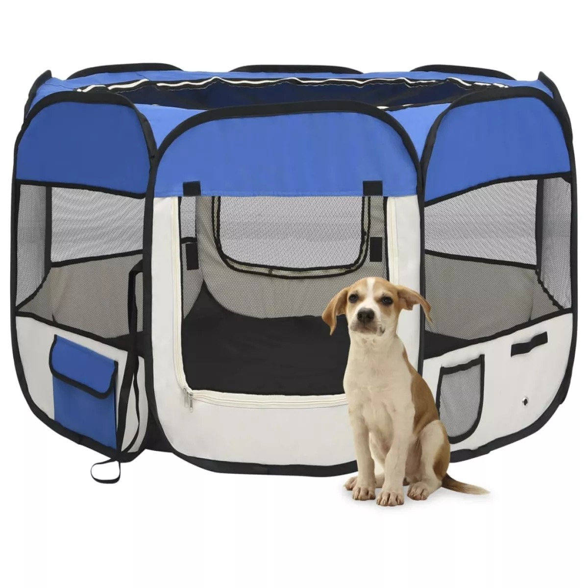 #3 - vidaXL foldbar hundegård med bæretaske 90x90x58 cm blå