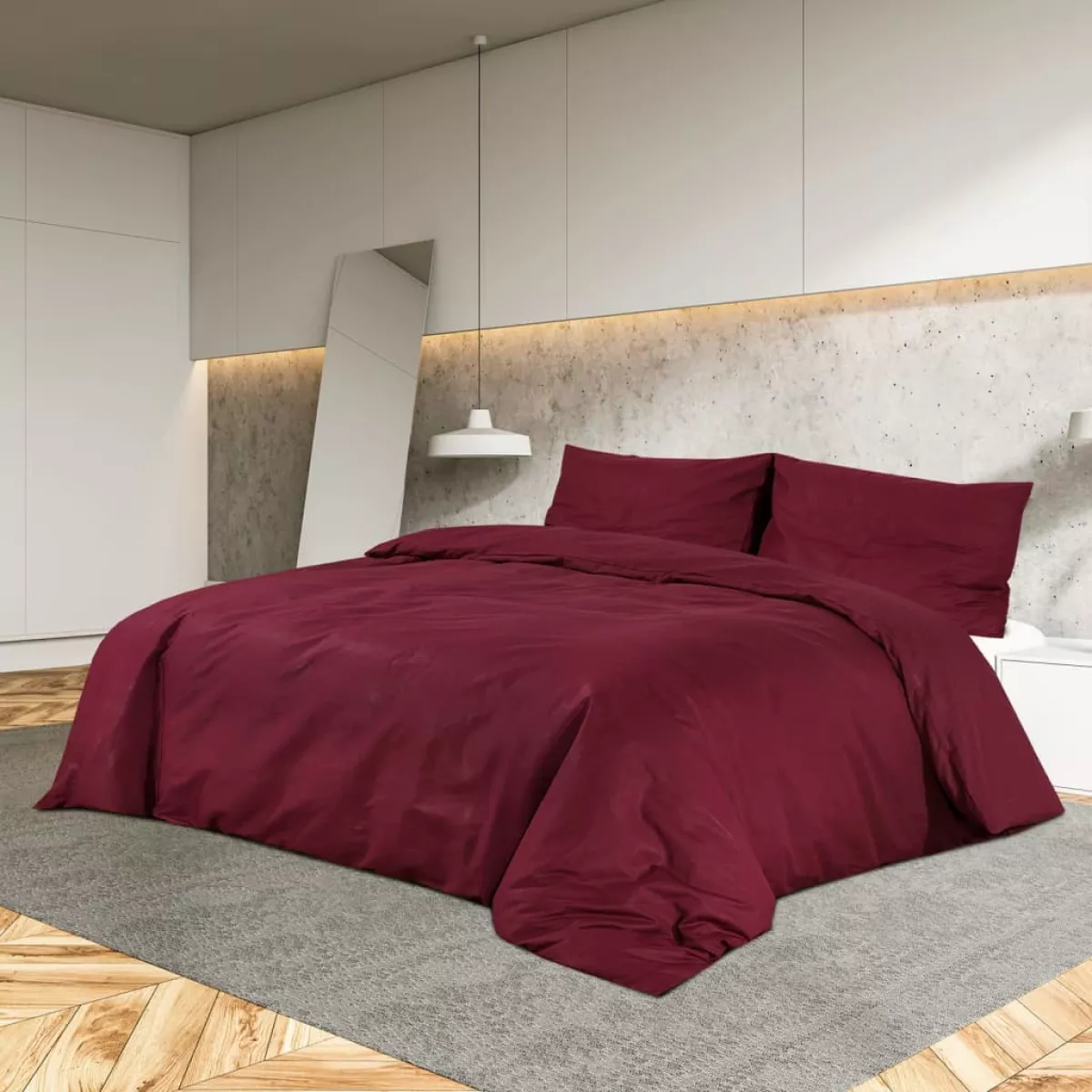 #1 - vidaXL sengetøj 200x200 cm let mikrofiberstof Bordeauxfarvet