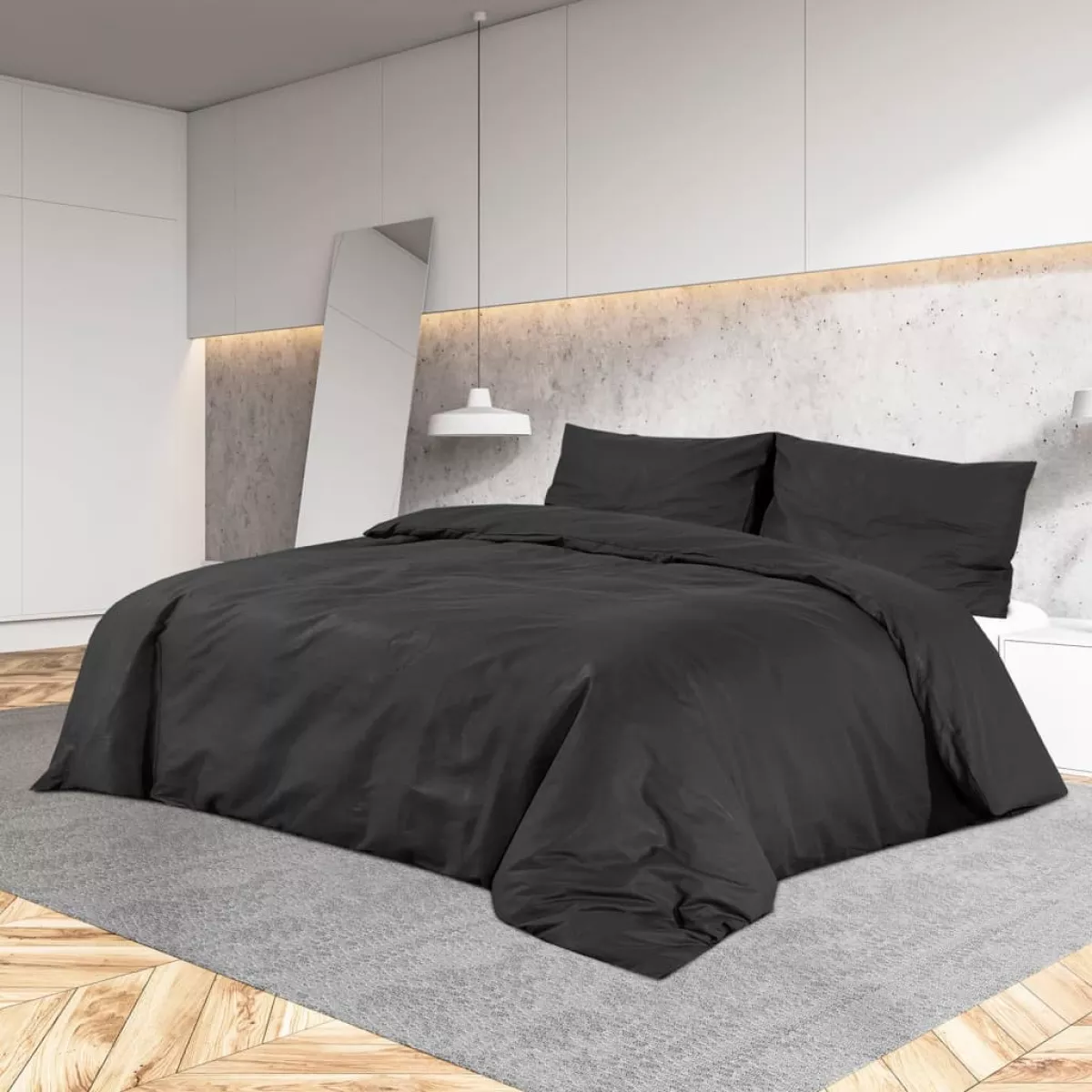 #1 - vidaXL sengetøj 140x200 cm bomuld sort