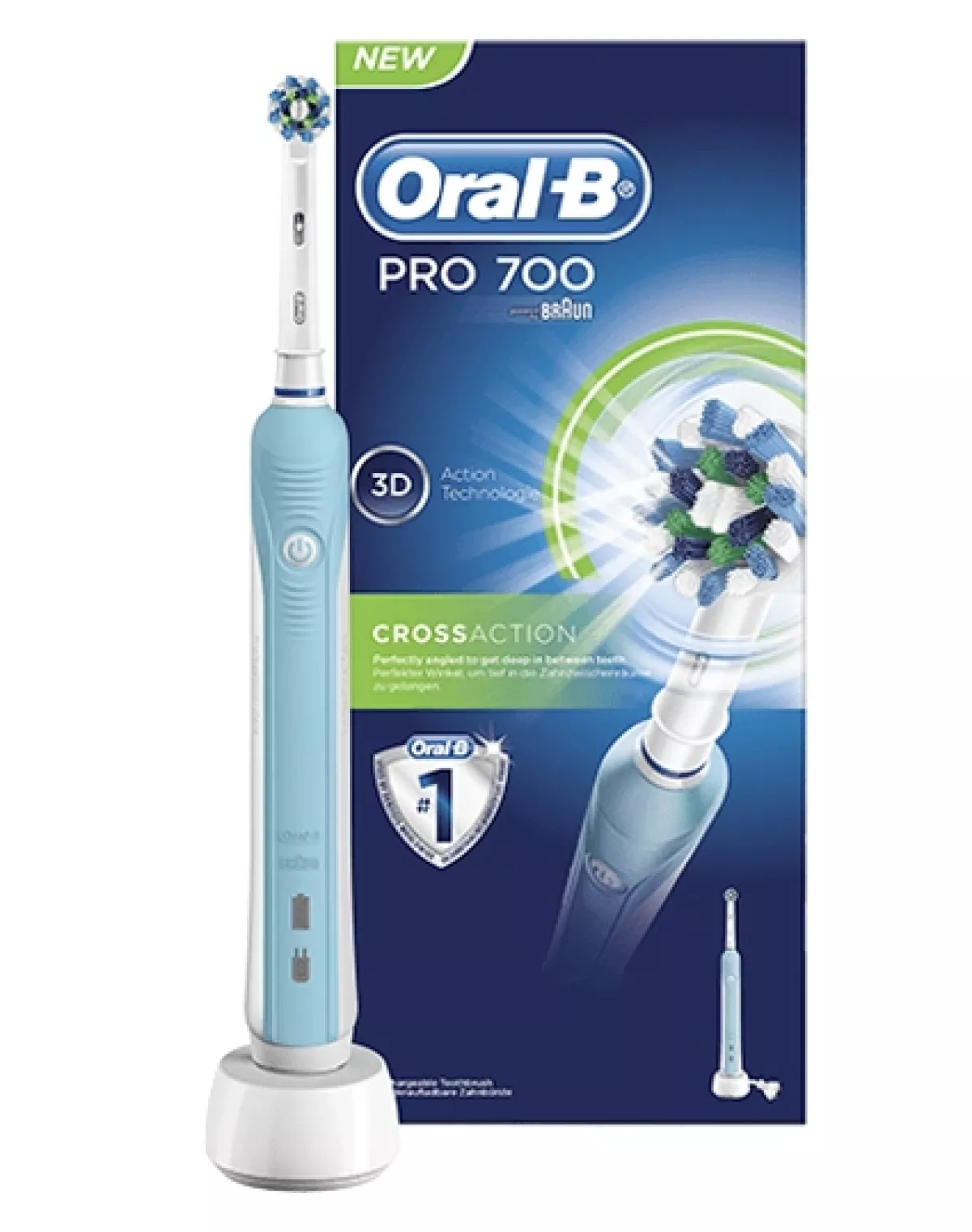 #1 - Oral B Braun Pro 700 CrossAction Elektrisk Tandbørste