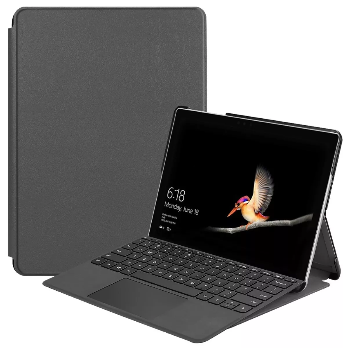 #1 - Microsoft Surface Go 2 - Læder cover / Taske - Grå