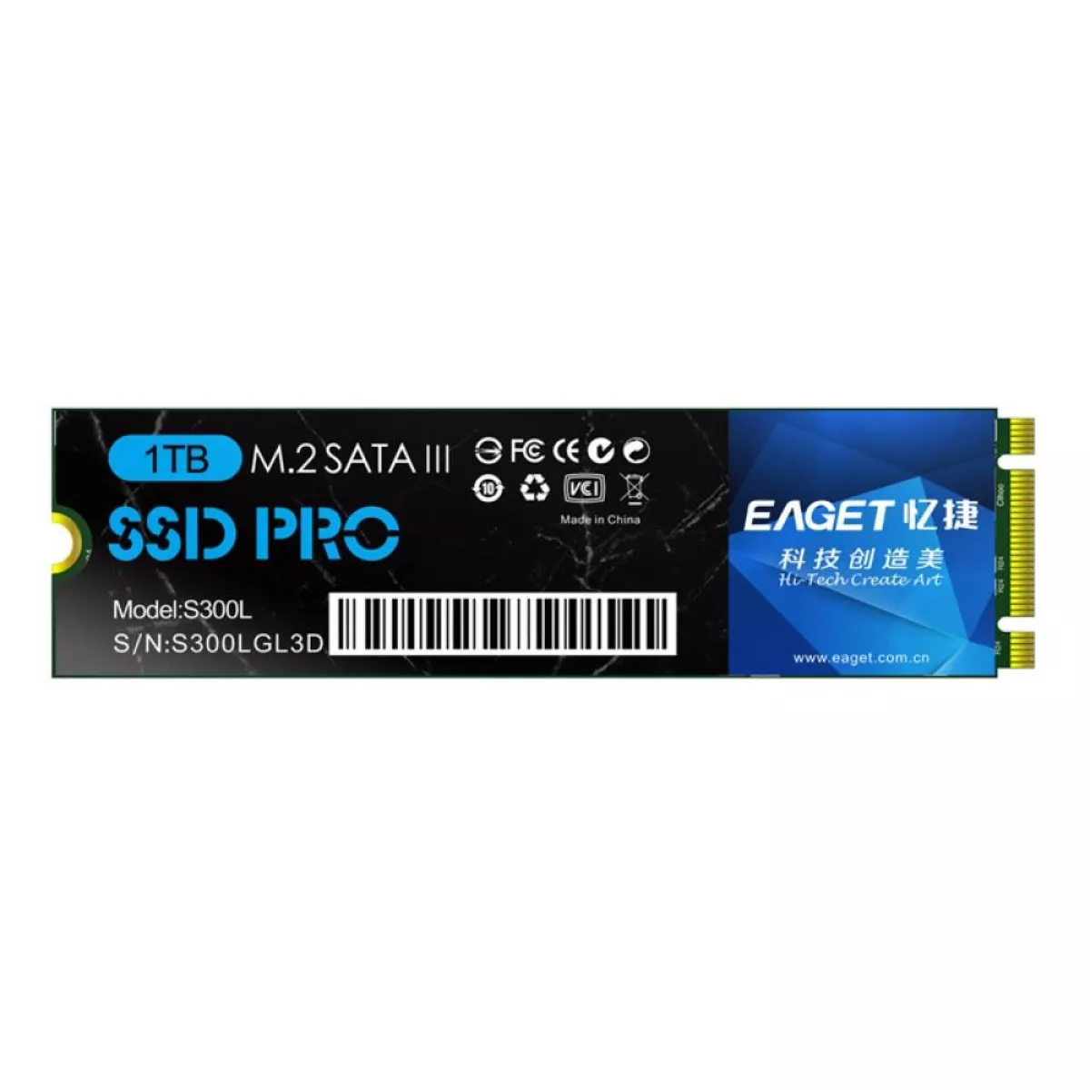 #2 - EAGET S300L - SOLID M.2 (NGFF) SATA SDD High Speed Harddisk til PC/laptop - 1TB