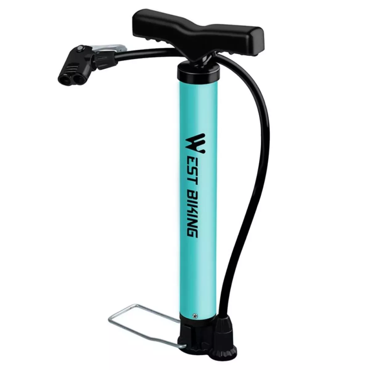 #3 - WEST BIKING - Cykelpumpe / Bold pumpe - Med håndtag og fodstøtte - i Aluminium