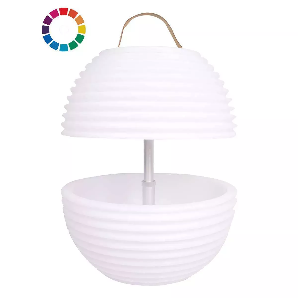 #1 - Nikki Amsterdam - The.Bowl - Lampe med indbygget Bluetooth Højttaler & Vinkøler - Vandtæt - Hvid