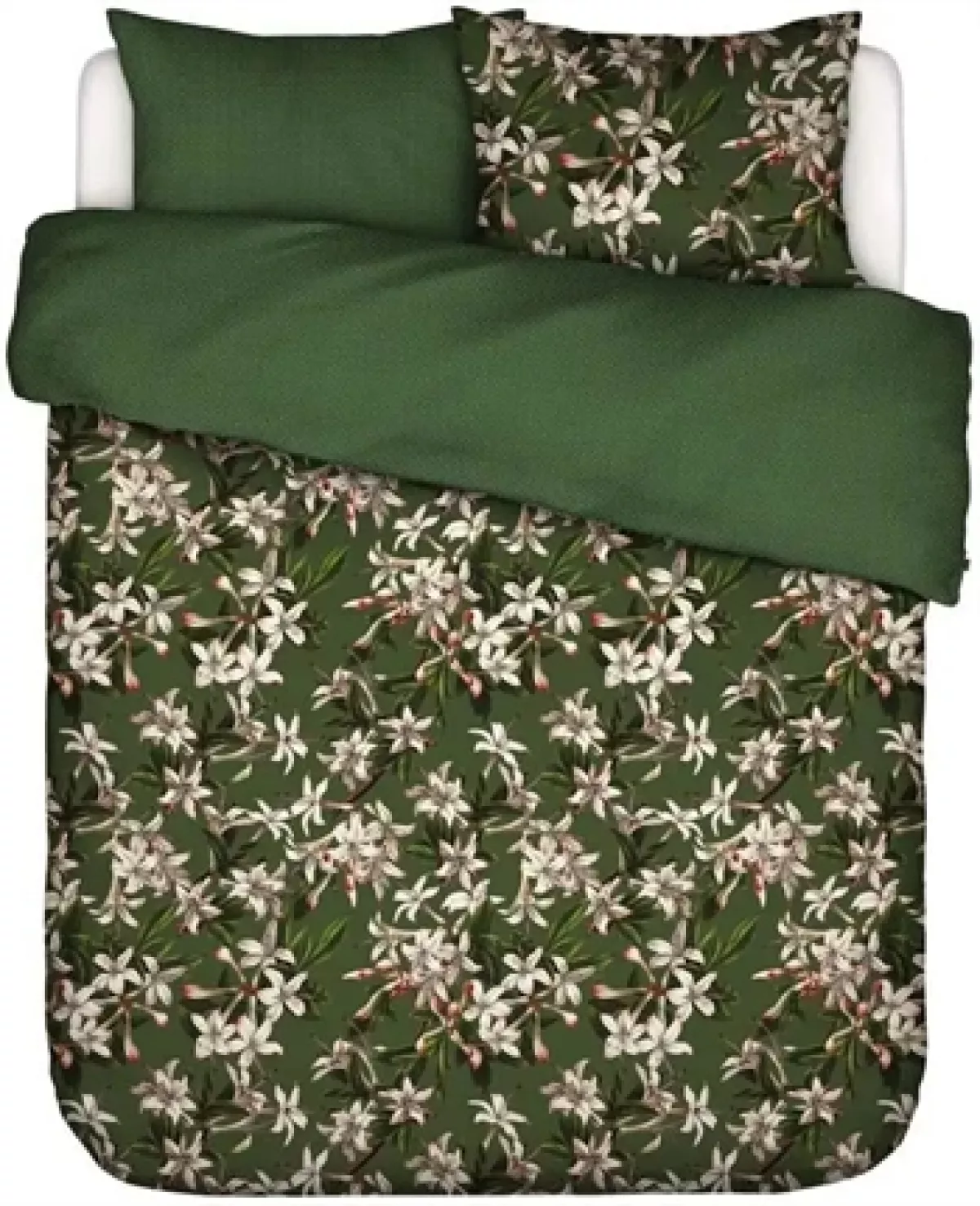 #3 - Dobbeltdyne sengetøj 200x200 cm - Verano green - Vendbar dobbeltdyne betræk - 100% bomuldssatin - Essenza sengetøj