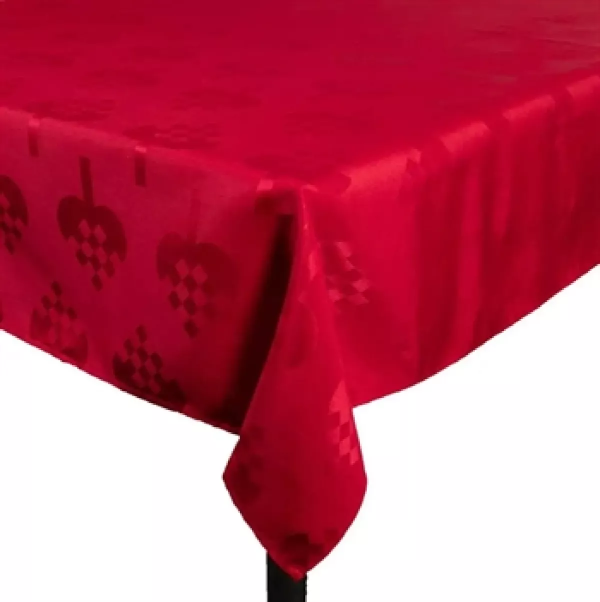#1 - Juledug - 140x220 cm - Rød med hjerter - Jacquardvævet borddug - Eksklusiv dug