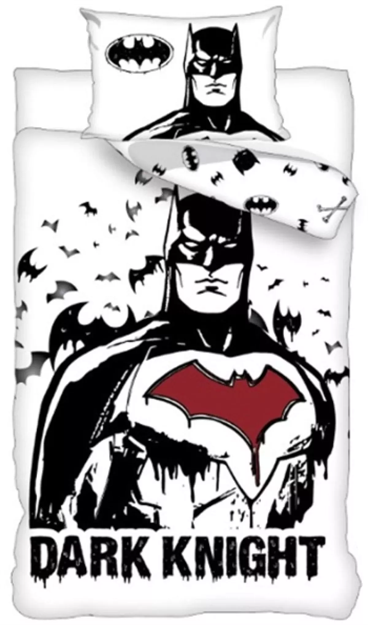 #1 - Batman sengetøj - 140x200 cm - Dark knight sengesæt - 2 i 1 design - Sengelinned i 100% bomuld