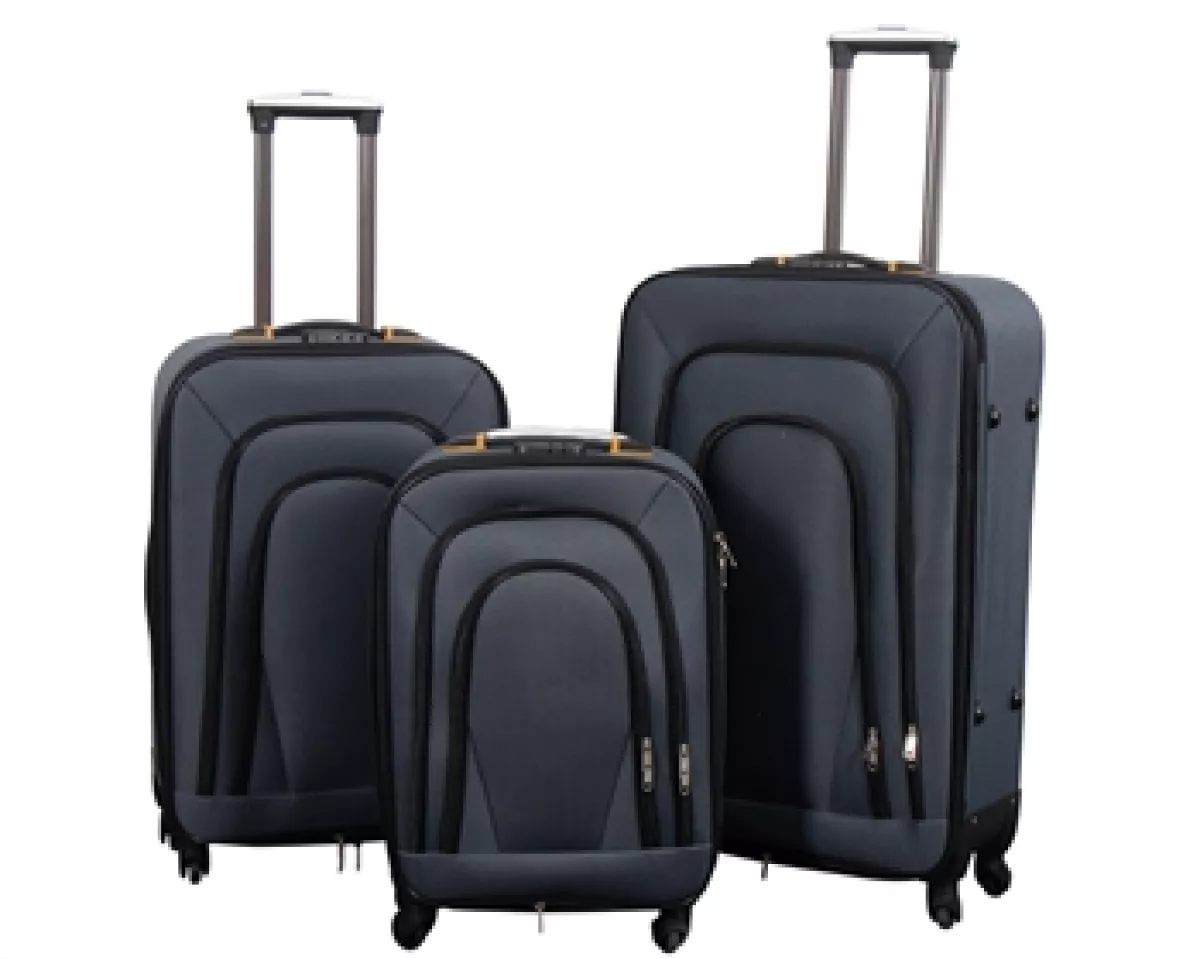 #1 - Kuffertsæt - 3 Stk. - Softcase kufferter - Kraftigt nylon - Praktiske rejsekufferter - Grå