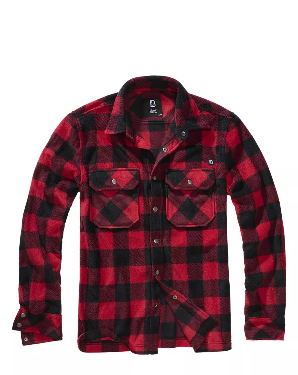 #1 - Brandit Jeff Fleece Shirt Long Sleeve (Rød / Sort, 5XL)