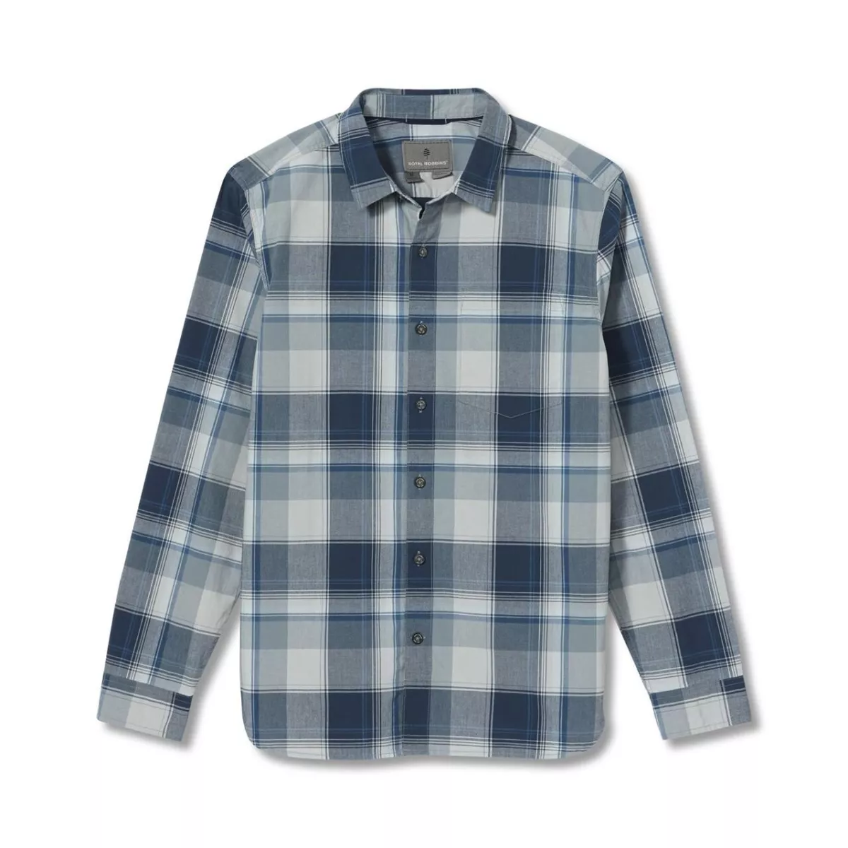 #1 - Royal Robbins Mens Trouvaille Organic Cotton Plaid L/S  (BLUE (MIDNIGHT) Small (S))
