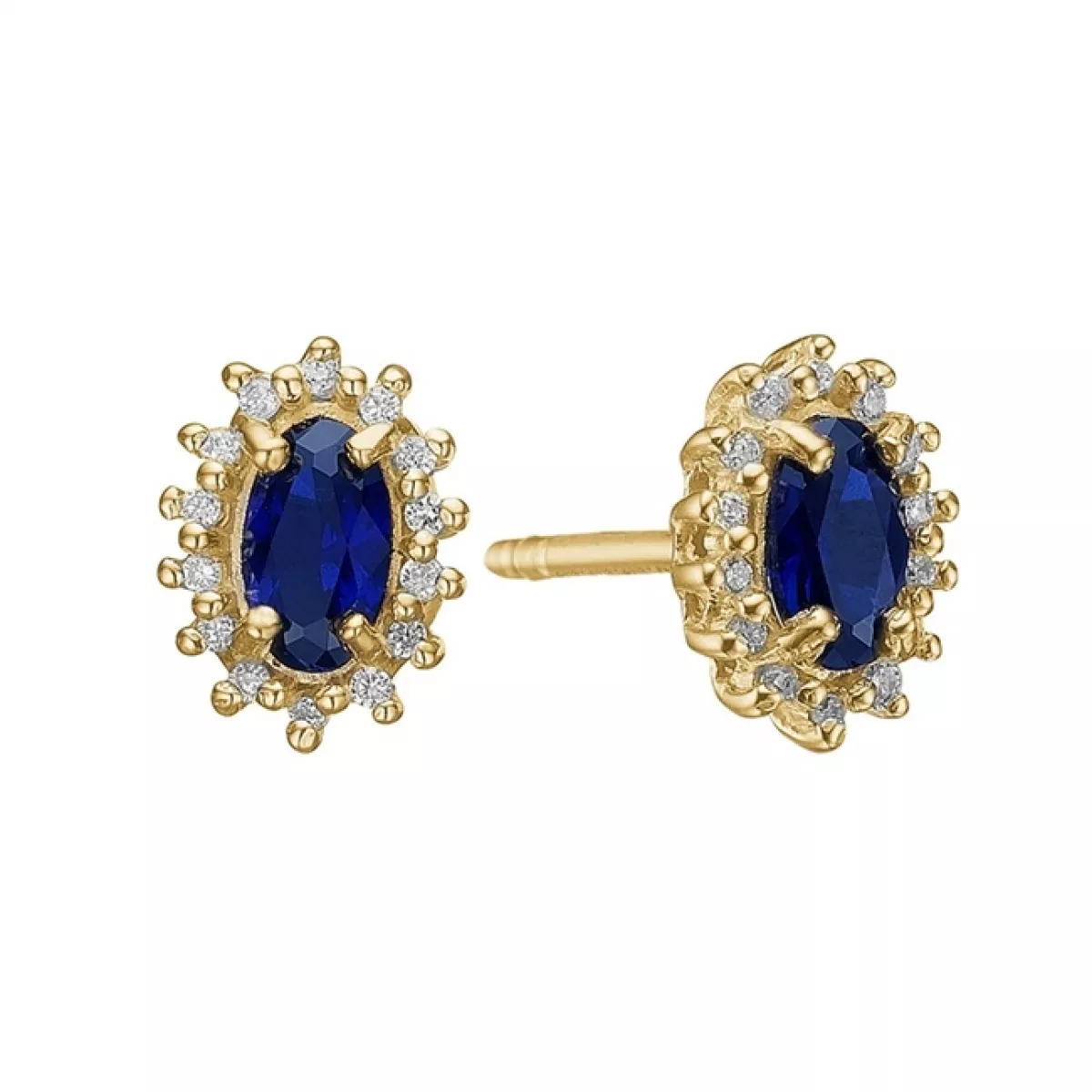 #1 - Aagaard - 8 kt. guld ørering med blå safir og diamanter