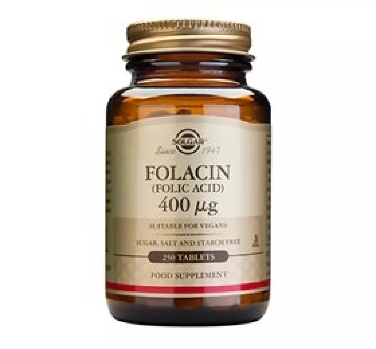 #1 - Solgar Folinsyre (Folacin) 400 mcg (250 tabletter)