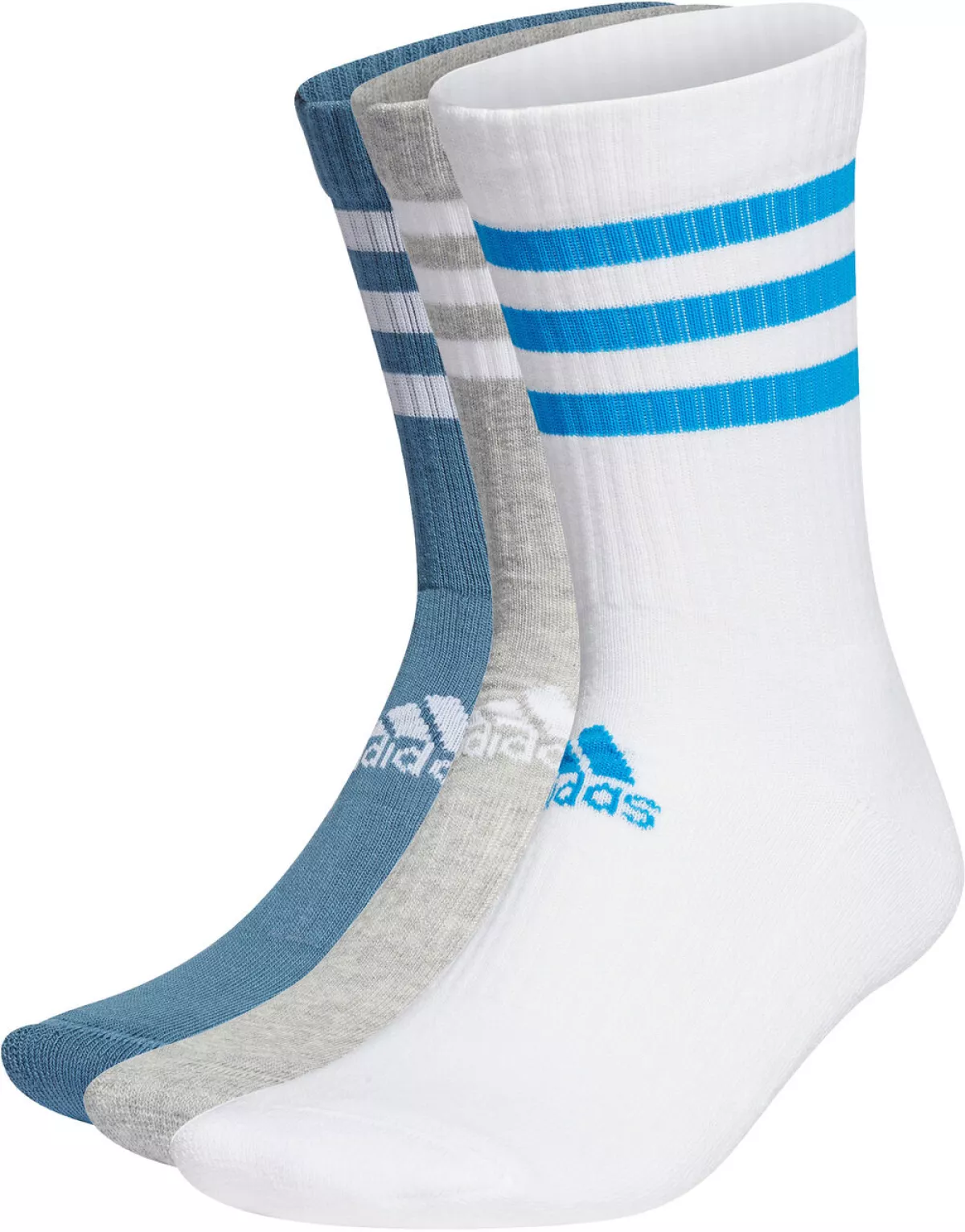 #1 - Adidas 3stripes Cushioned Tennissokker, 3 Par Unisex Strømper Blå Xl