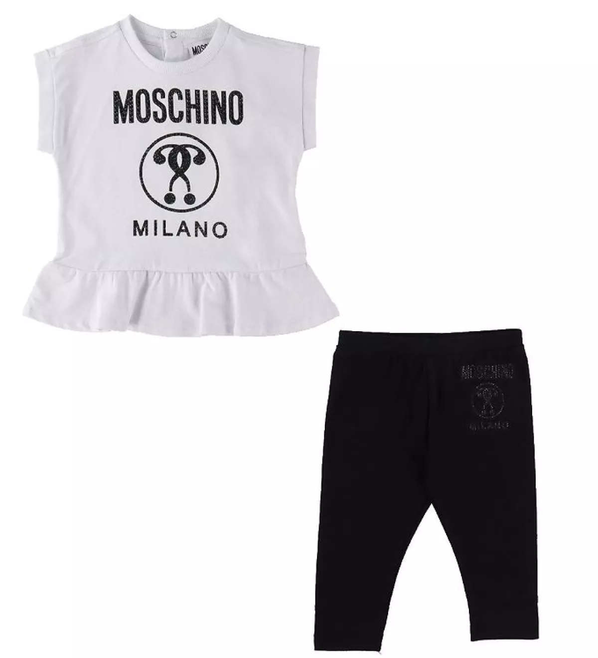 #2 - Moschino T-shirt/Leggings - Hvid/Sort m. Sort/Similisten - 18-24 mdr - Moschino T-Shirt