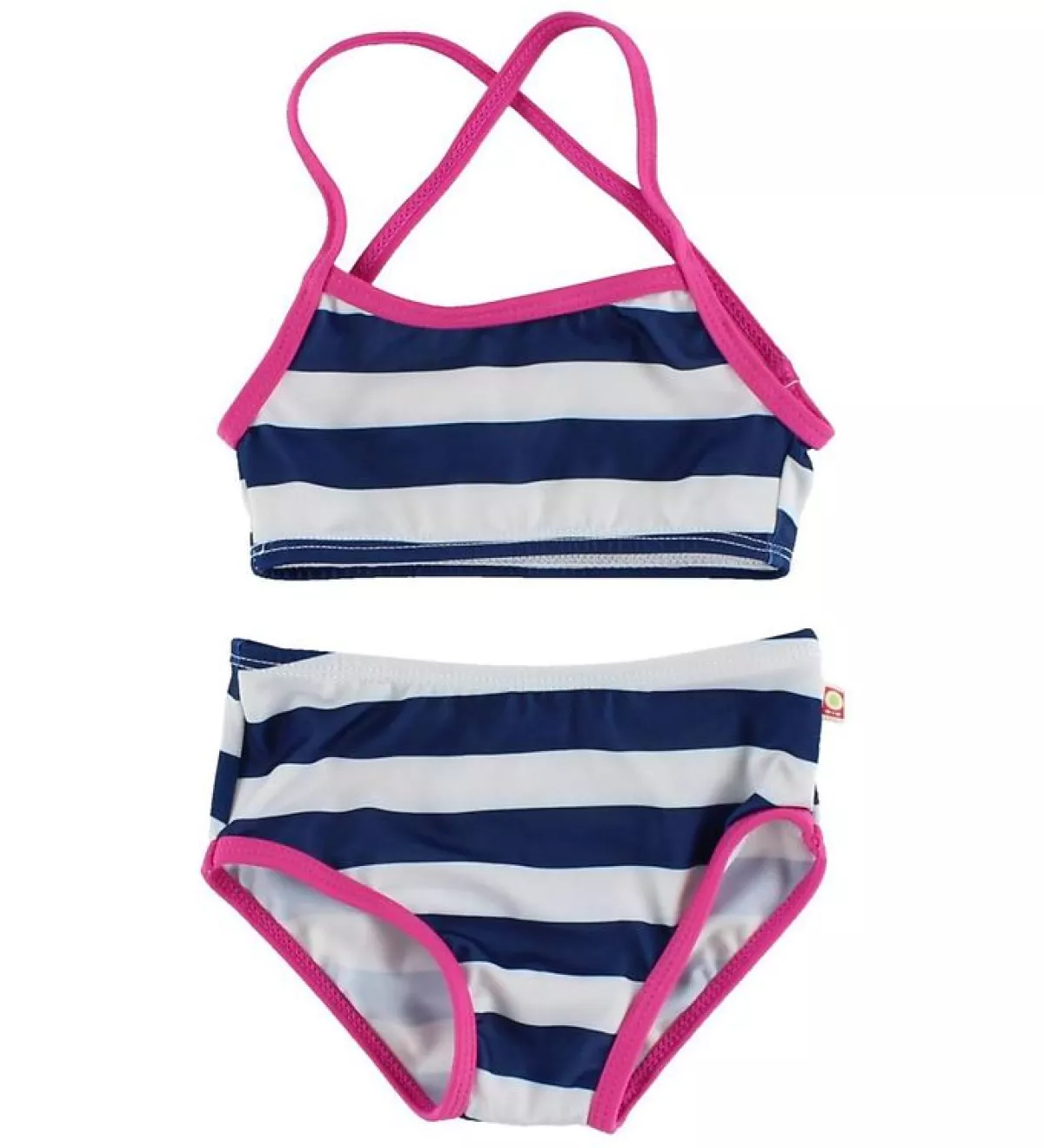 #3 - Katvig Classics Bikini - UV50+ - Navy/Hvidstribet m. Pink Kant - 80/86 - Katvig Bikini