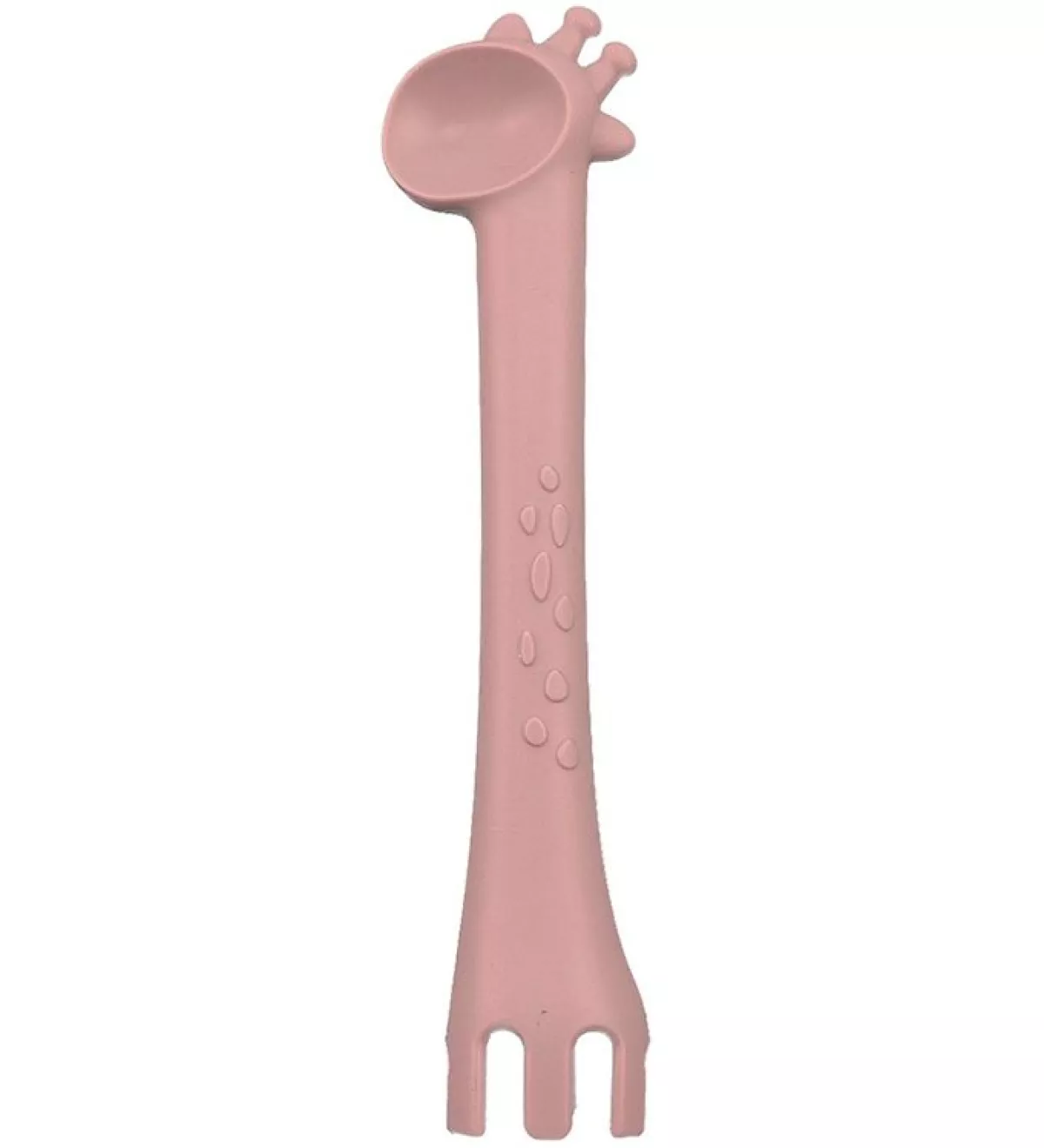 #1 - Ske og gaffel 2-i-1 i silikone fra Tint Tot - Rosa