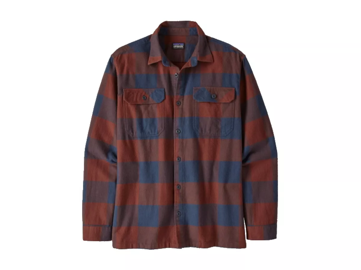 #1 - Patagonia LS Organic Cotton MW Fjord Flannel Shirt-Mountain Plaid: Smolder Blue (MOSM)-XL