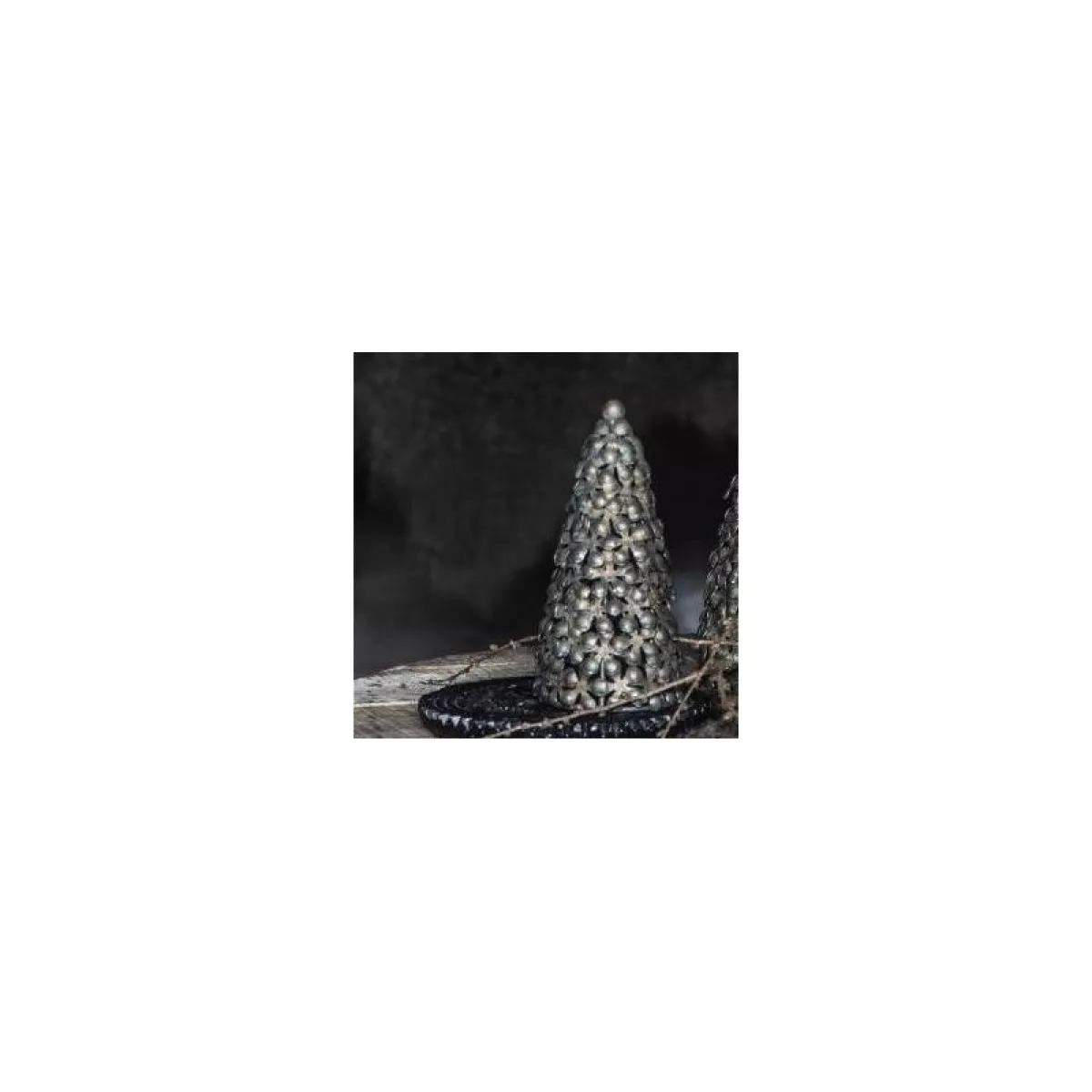 #1 - Juletræ antik metal- Stillenat - 16 cm høj