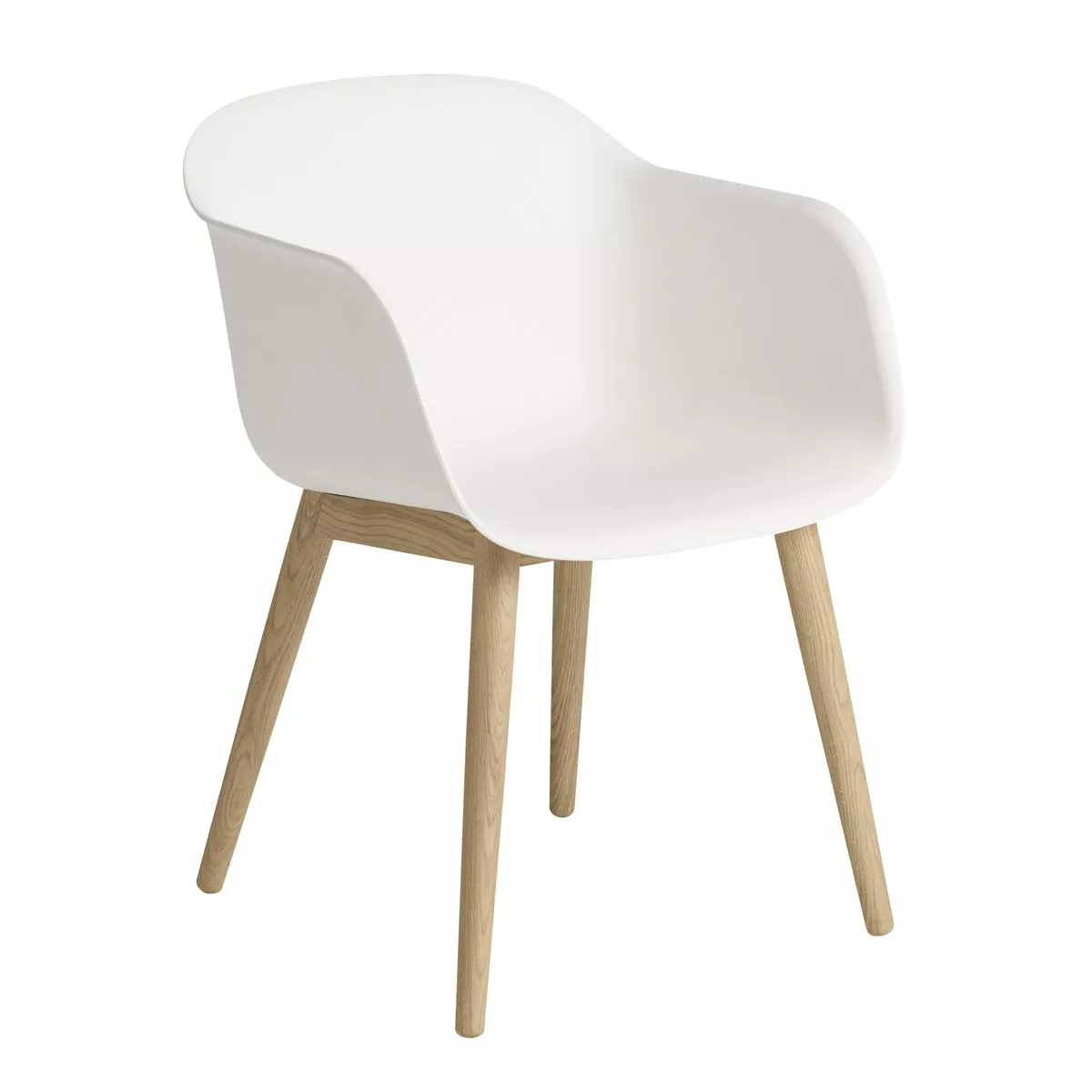 #3 - Muuto Fiber Chair stol med armlæn og træben hvid-egetræ