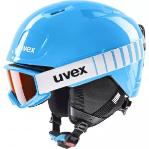 6: Uvex Heyya Set, skihjelm + skibrille, junior, blå