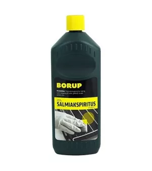 1: Borup salmiakspiritus under 25%. Dunk med 1 liter