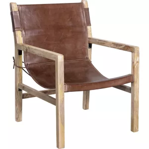 1: Blixen loungestol med lædersæde - antikbrun