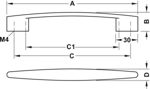 9: Smal buegreb i stålfarvet zinklegering med brede sokler - model H1350