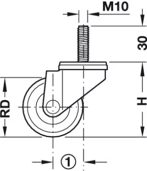 3: Møbelhjul - Styrbar med bremse - Gevindtap