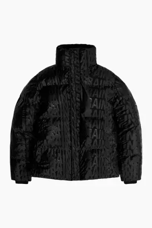 5: Boxy Puffer Jacket - Black Monogram - Rains - Sort L