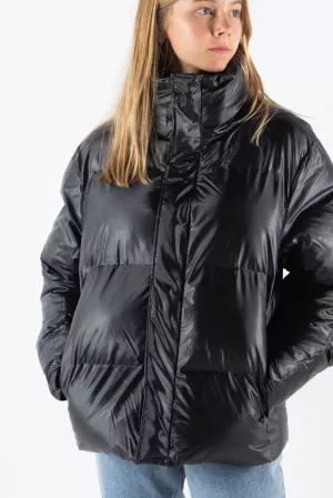 6: Boxy Puffer Jacket - Shiny Black - Rains - Sort XS/S
