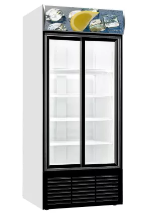 16: Displaykøleskab - Hvid/Sorte skydedøre - 852 liter