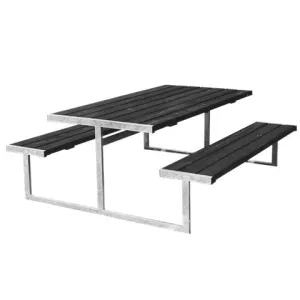 16: Hortus Loke bord/bænkesæt sort grundmalet uden ryg 180 x 185 cm