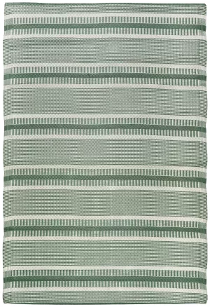 3: Ib Laursen gulvtæppe stribet grøn i recycled plastik 120 x 180 cm