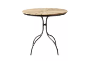 7: Cafébord i Teak med aluminiumsstel - Ø80 cm