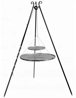 6: Bålstativ / Bålsæt 180 cm med grillrist + lille rist - 70 diameter + 40 diameter