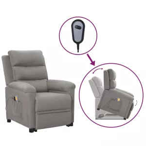 16: løftestol med massagefunktion stof lysegrå