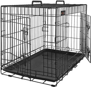 1: Hundebur 2 Døre Sammenklappelig Hundekasse Gitterkasse Transportbur Trådkasse