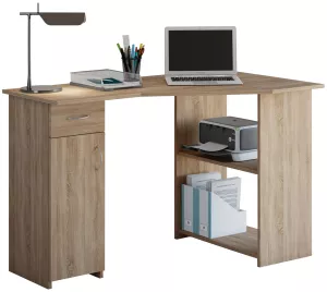 1: Smart, kompakt hjørneskrivebord, naturfarvet
