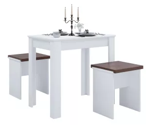 5: Spisebordssæt med bænke, hvid