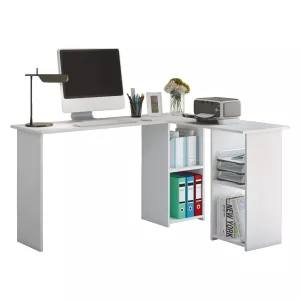 3: Smalt hjørneskrivebord i tidløst design, hvid