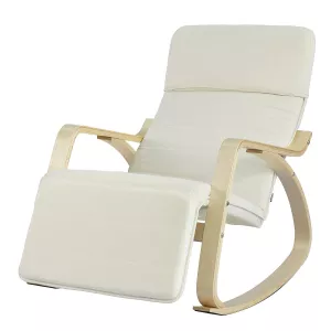7: Gyngestol relax lænestol med justerbar benstøtte, beige