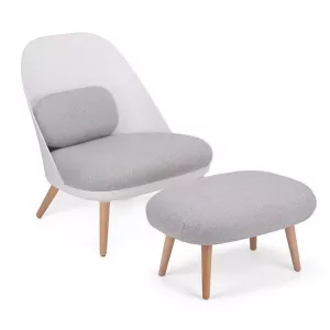 5: Lænestol med skammel i skandinavisk stil, grå
