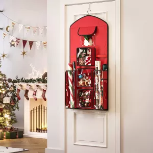 1: Smart opbevaringstaske til at hænge på væggen til julesager, rød