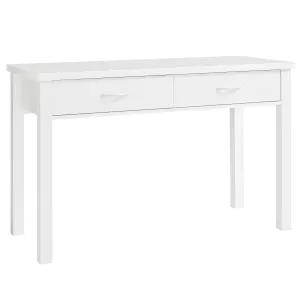 3: Hvidt sminkebord/skrivebord med 2 skuffer