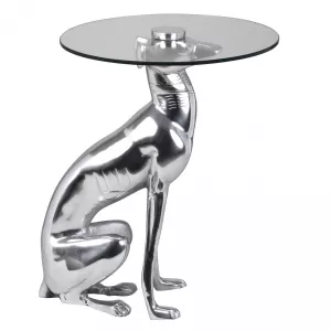 6: Design Skulptur Dekoration Sidebord Figur Hund Aluminium Farve Sølv
