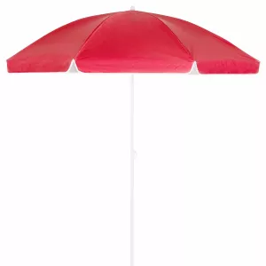 5: Parasol 180 - 200 cm UV-beskyttelse 50+ vipbar med jordspyd bæretaske vandafvisende strandhave strandparasol altanparasol haveparasol, farve/størrelse: rød - 200 cm